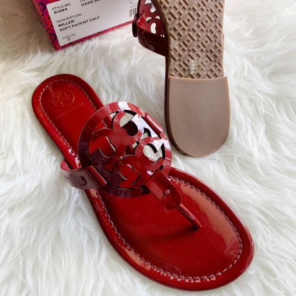 Tory Burch Miller sandals patent dark redstone - Picture 7 of 8